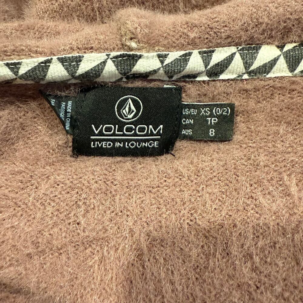 Volcom Women’s Mauve Fuzzy Hoodie Size Xs - image 5